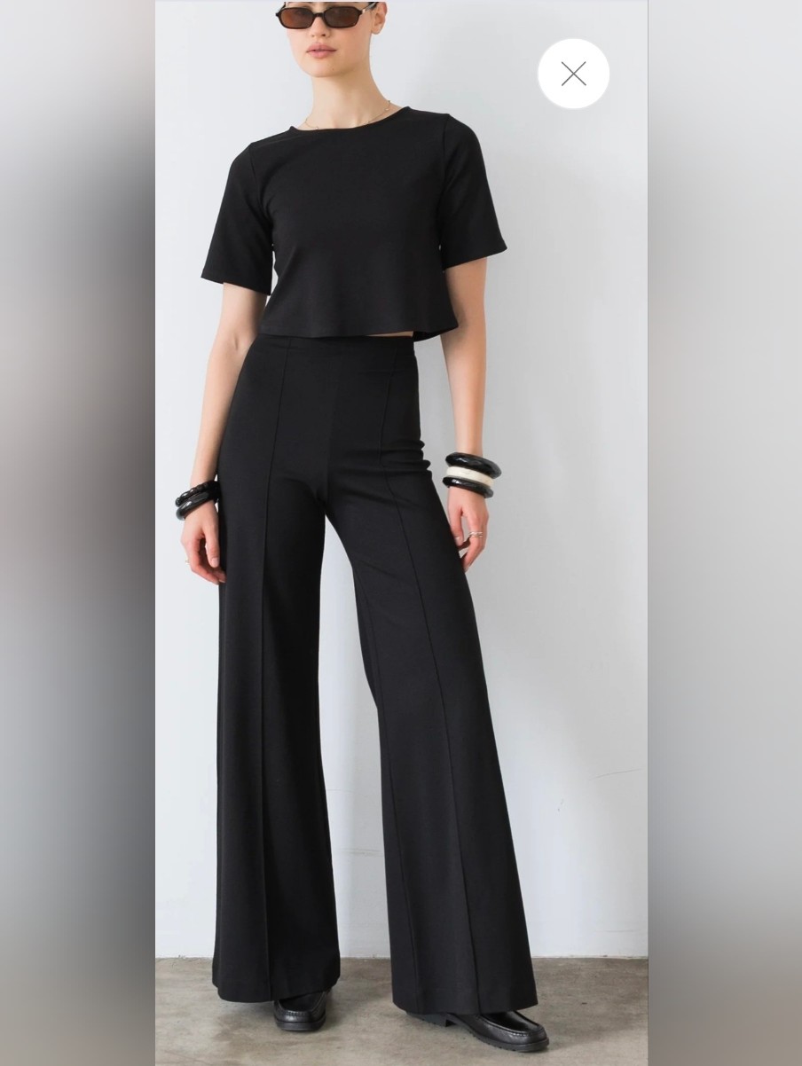 Nwt/Ripley Rader Black Ponte Knit Long Wide Leg Pants